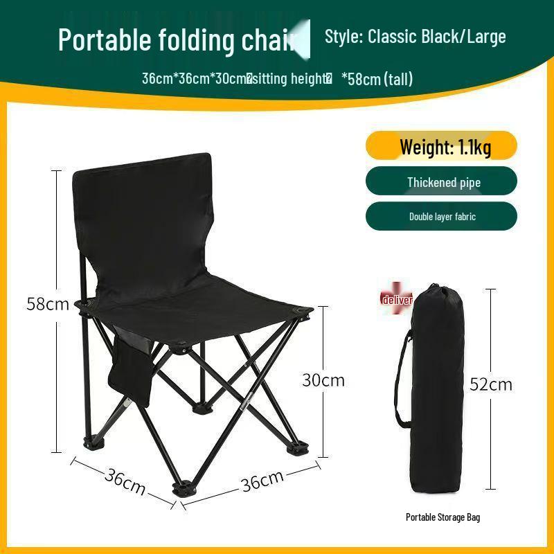 Portable Folding Chair with Backrest for Camping, Picnics, Barbecues, Fishing, and Outdoor Sketching