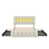 Polsterbett 160x200 LED Stauraumbett Lattenrost 4 Schubladen Stereo USB-Ladefunktion höhenverstellbares Kopfteil (ohne Matratze)