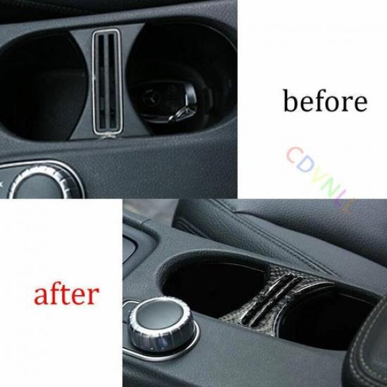 Middle Console Water Cup Frame Decor For Benz GLA CLA 2013-19 Real Carbon Fiber