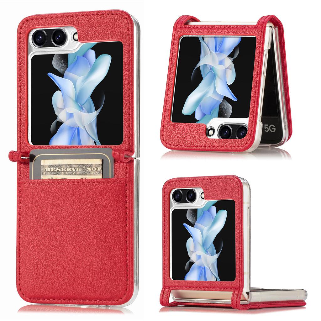 For Samsung Galaxy Z Flip7 FE 5G/Z Flip6 5G Case Card Slot Leather+PC Phone Cover