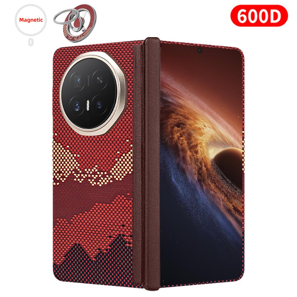 For Honor Magic V6 Carbon Case 600D Kevlar Fiber Aramid Fiber Fabric Ultra Thin Hard Cover Magnetic Black Slim Light Red Premium