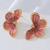 Retro Personalized Alloy Large Flower Earrings for Women Ladies Exaggerated Unique Texture Petal Drop Earrings Jewelry Wholesale