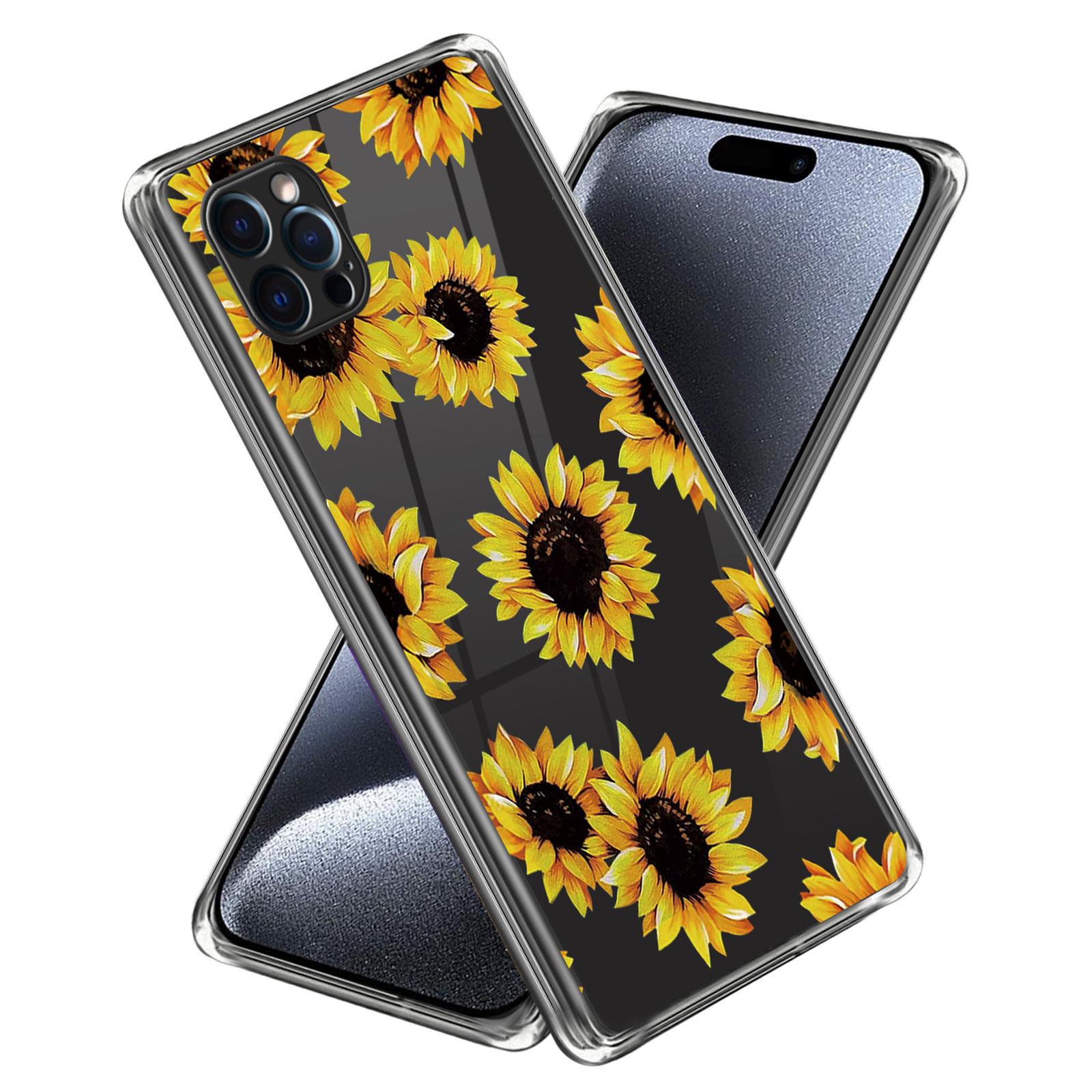 

For iPhone 16 Pro Max Case Pattern Printed Shockproof TPU Phone Cover Sunflowers