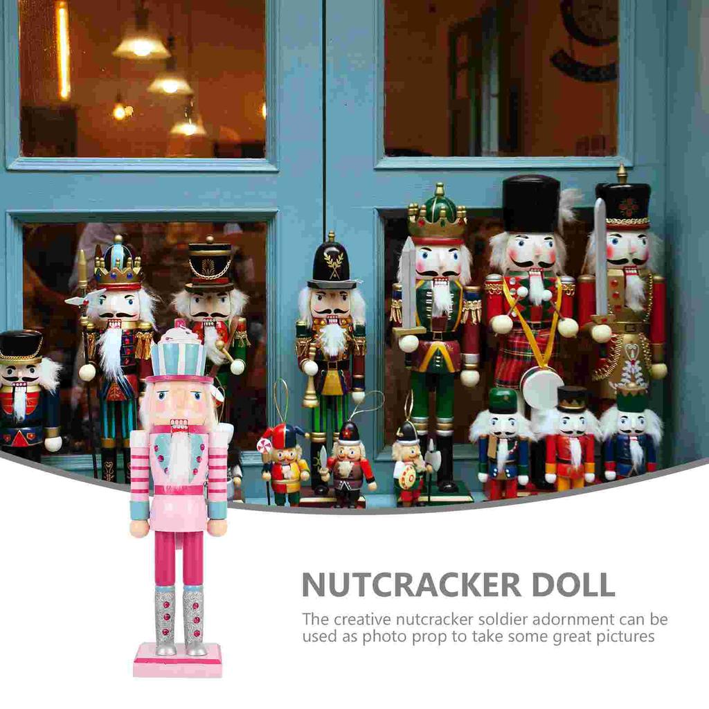 Nussknacker Soldat Weihnachten Desktop Nussknacker Figuren Rosa Süßigkeiten Spielzeug Dekorationen Weihnachten Holzhandwerk Mädchen Kind Kranz