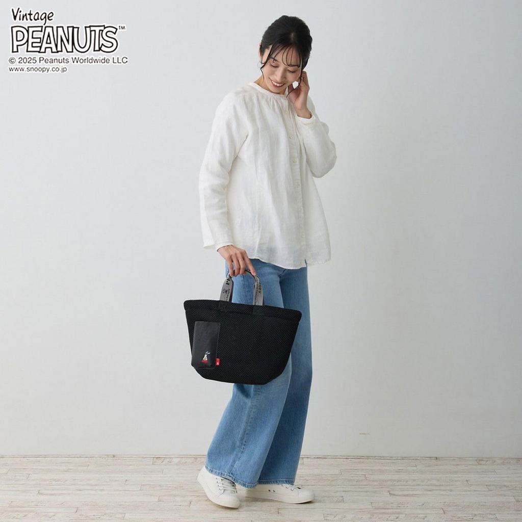 Rootote Women's Snoopy Tote Bag, Small, Lightweight Mesh, IP.Deli.Wafer.Peanuts-0K 8433 (01 Navy)