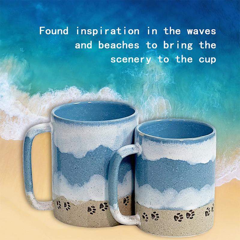 Personalized Creative Wave Beach Cups Mugs Ceramic Coffee Couple Cups As Souvenirs Household Drinking Utensils Tool Accessories