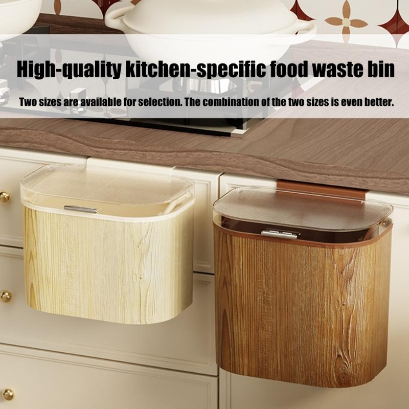Wall Door Mounted Press Lid Trash Can for Homes Kitchen Bathroom and Living Room Space Saving Design Sealed Odor Proof