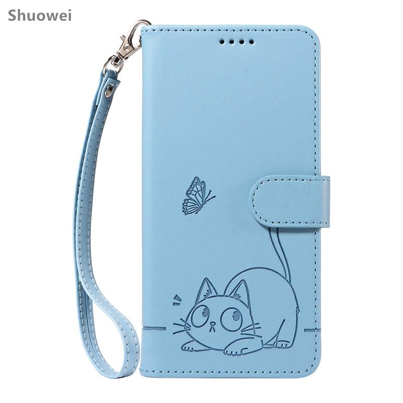 Case for Samsung Galaxy A06 A07 A16 A17 A25 A26 A34 A35 A36 A53 A54 A55 A56 A72 A73 F23 4G 5G Leather Flip Phone Casing Bag with Wristlet Strap