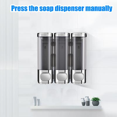 Duş Şampuanı Dispenseri 3 Bölmeli Duvara Monte 3x300ml Delmesiz Duş Pompası Şampuan Saç Kremi için Sabunluk