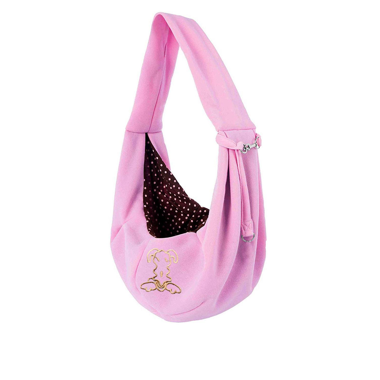 

Pet Carrier, Hand Free Sling Adjustable Padded Strap Tote Bag Breathable Cotton One Size розовый