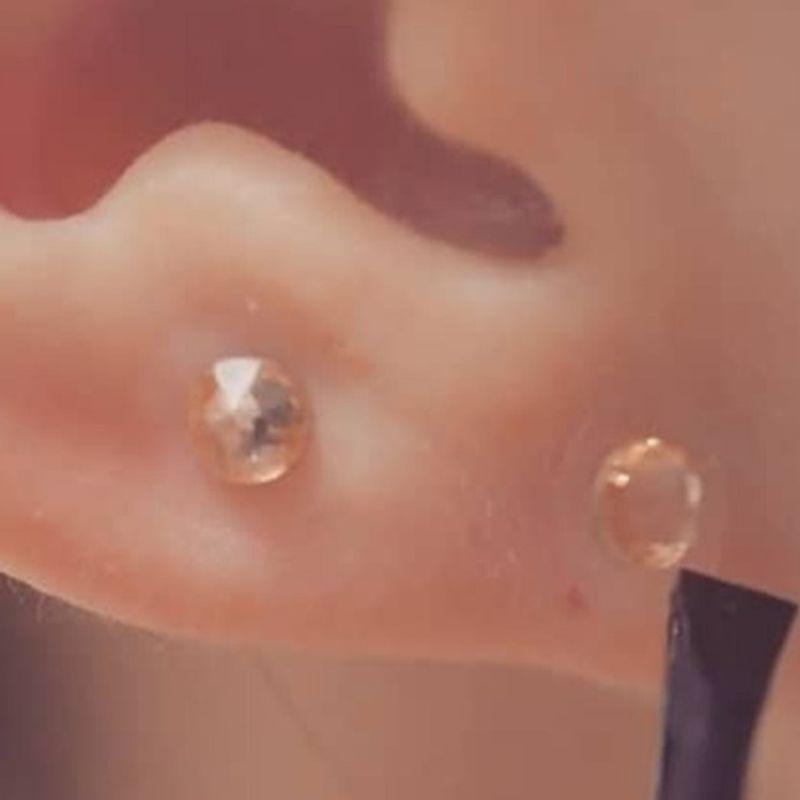 Pink Box Ear Acupressure Stone Ear Acupuncture Needles, 15 Genuine Swarov Two-Tone Colors