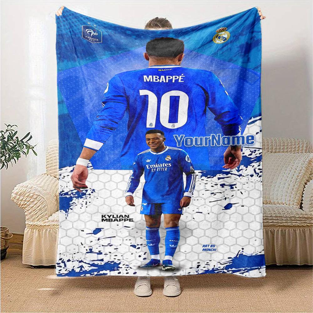 Mbappe Customize Your Name Blanket Multi-purpose Personalized Blanket Durable Comfort Great for Office Chair Living Room Home Decor Chair