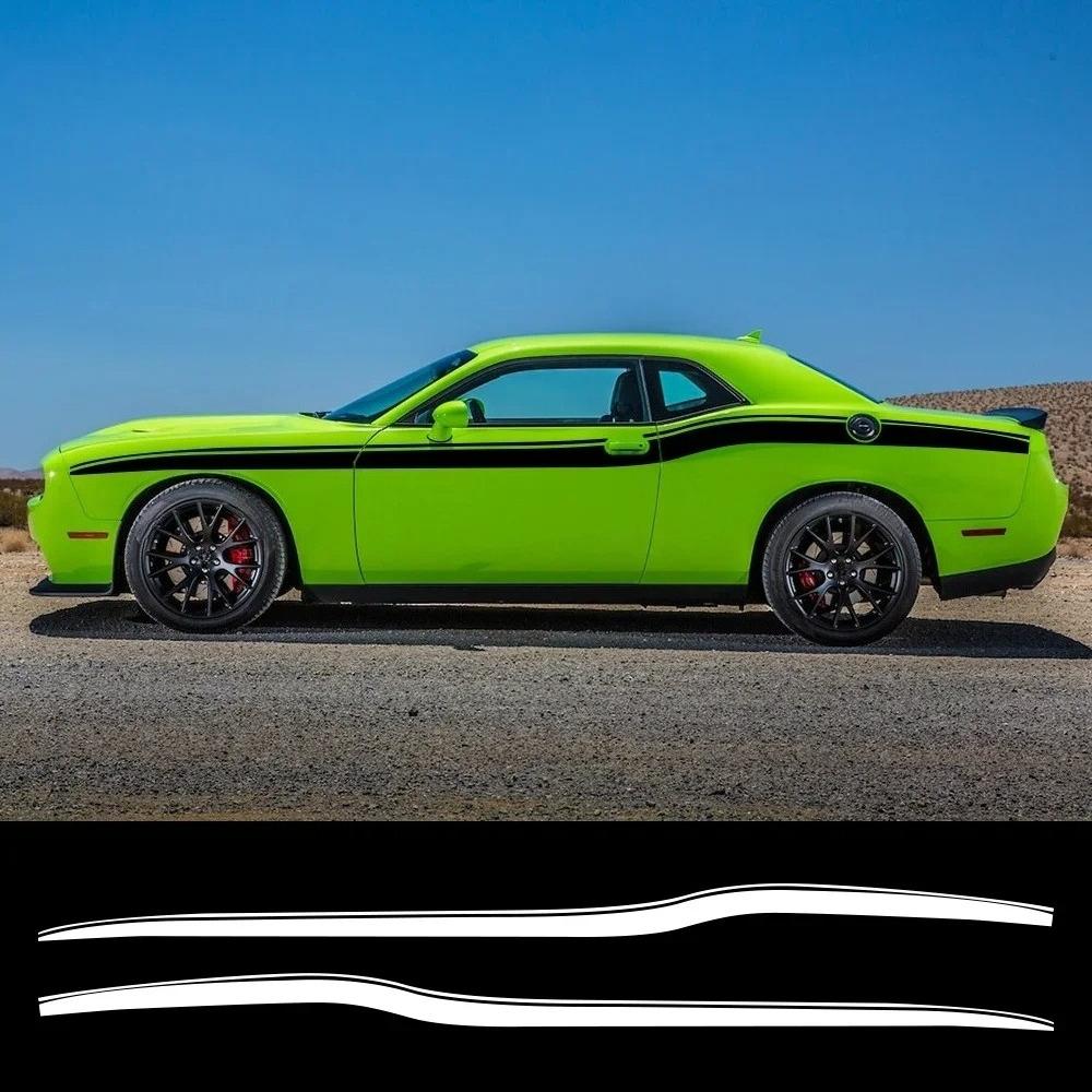 2 szt. Naklejki na bok nadwozia samochodu Pasek Wyścigowy Naklejki Winylowe Dla Dodge Challenger SRT Hellcat SXT GT Akcesoria Dekoracyjne Samochodu