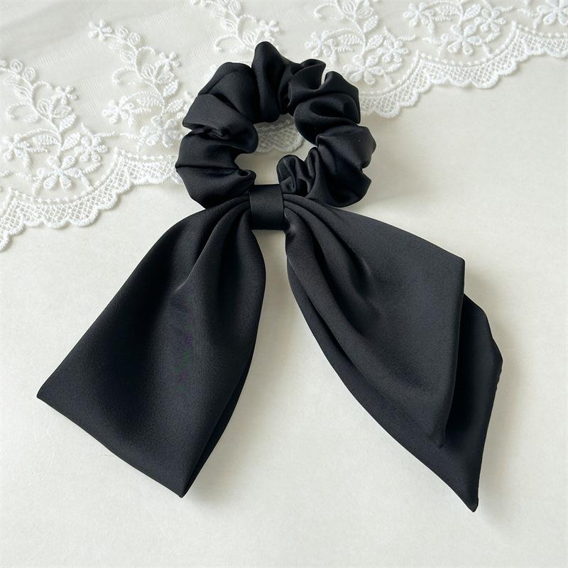

Summer Satin Fabric Ponytail Hairband Headpiece for Ladies - Double-layered, High-end Style with A Butterfly Knot for Tying Up The Hair. чёрный
