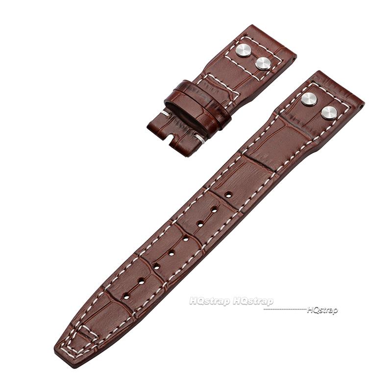 

20mm 21mm 22mm Genuine Leather Watch Band for IWC Pilot Waterproof Cowhide Leather Strap Bracelet Women Men Sport Wristbelt 20mm&no logo