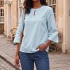 ZANZEA Blusa da donna a maniche 3/4 a girocollo in cotone ampio a tinta unita