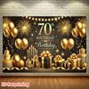 2D-Flachdesign-Einteiler-Banner zum 70. Geburtstag, ausgestattet mit goldenem Band und Geschenkbox