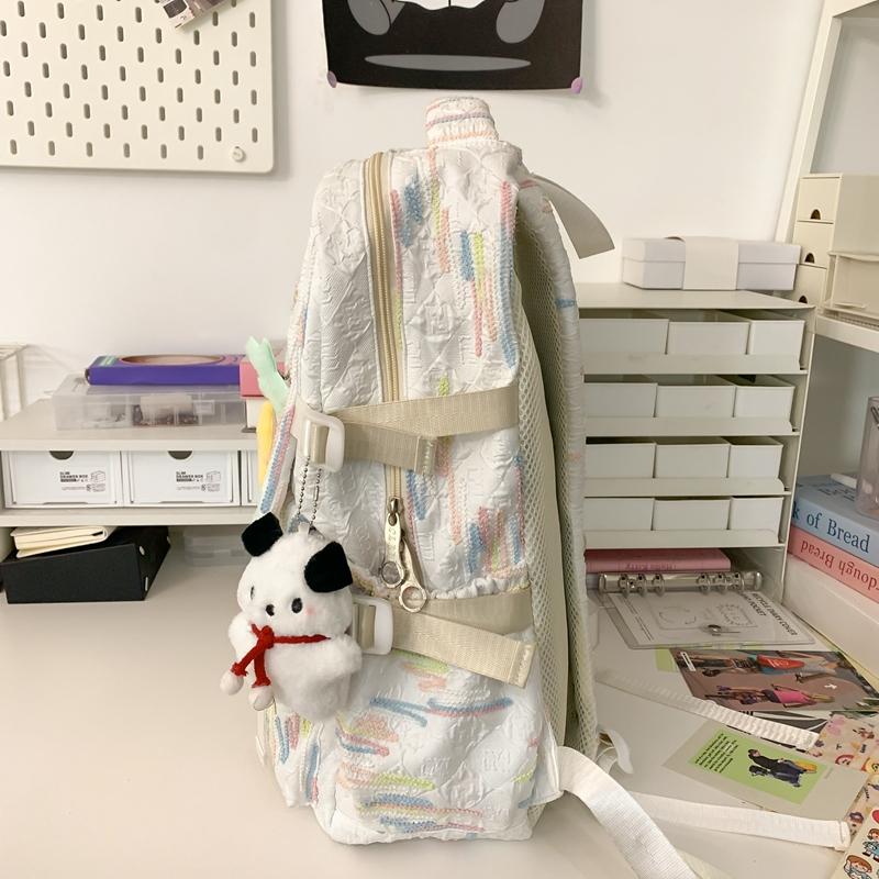 Student Skolväska Färgglada Broderier Dam Stor Kapacitet Ryggsäck
