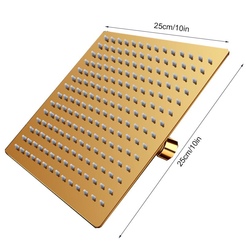 Ultra Thin 8/10/12 Inch Stainless Steel Rainfall Shower Head High Pressure Showerhead Black Golden Celing Mounted Shower Head