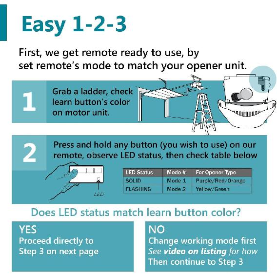 2 for Chamberlain Liftmaster Craftsman Garage Door Opener Remote 893LM 893Max