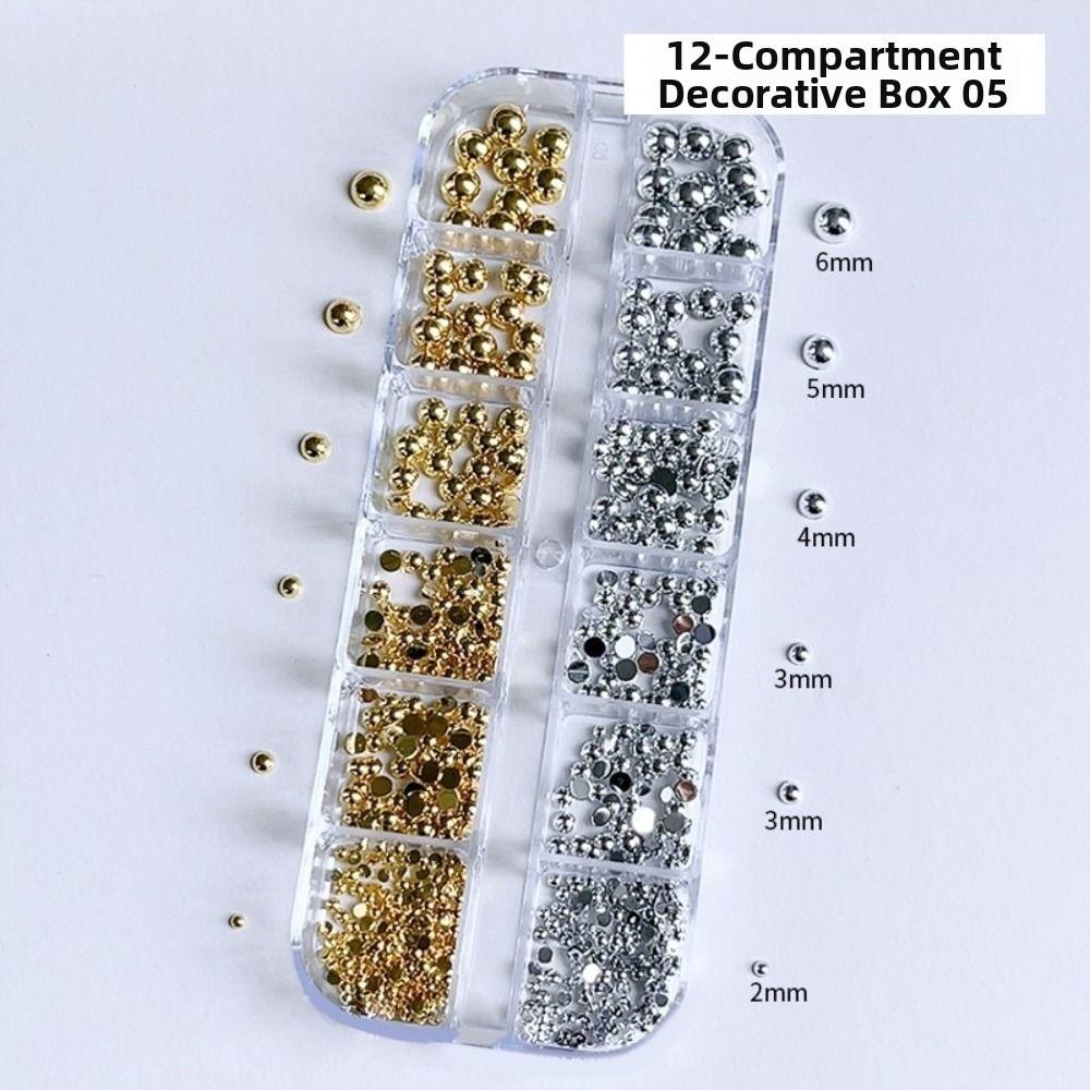 

Round Pearls and Beads Mixed Resin Nail Charms Nail Art Tiny Steel for DIY Nail Style 05