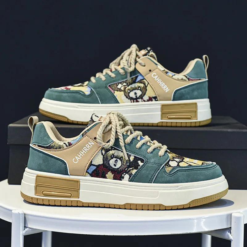 Men Shoes Fashion Baby Bear Vulcanized Shoes Platform Sneakers Designer Tennis Shoes Graffiti Spring Casual Shoes for Men
