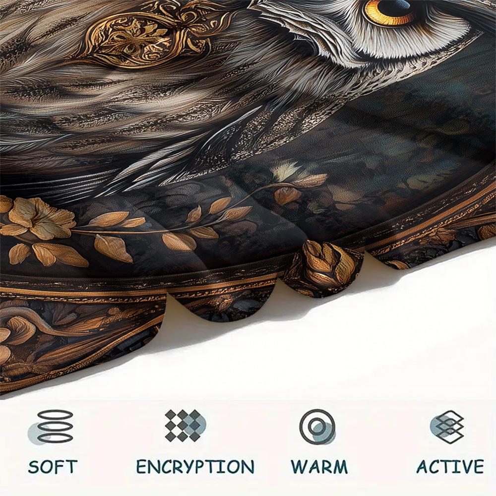 Vintage Patterned Owl Print Flannel Blanket, High quality Comfortable for All Seasons, Home Decor, Warmth and Comfort