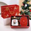 Creative Christmas Gift Box Set New Year Souvenir Mug  Water Cup Gift Ceramic Cartoon Santa Claus Coffee Cup With Heating Pad