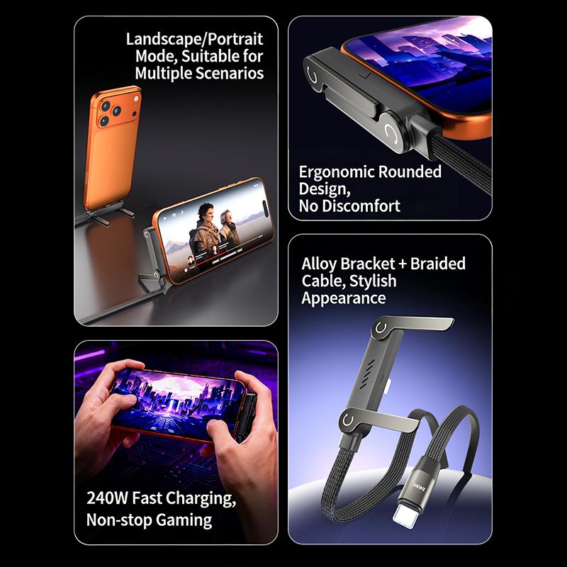 Type C Fast Charging Cable To Type C Foldable Organizer Holder USB C Data Cable For University Business Home Charging