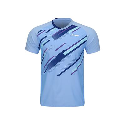 Breathable Striped Color Block Comfortable Casual Short Sleeve T-Shirt Unisex Tops Dark-Blue AAYV033-3