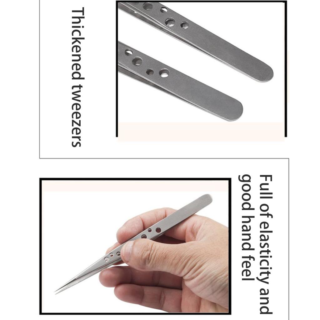 2pcs Stainless Steel Precision Curved And Straight Tweezers Set for Gardening and Model Making with Ergonomic Design