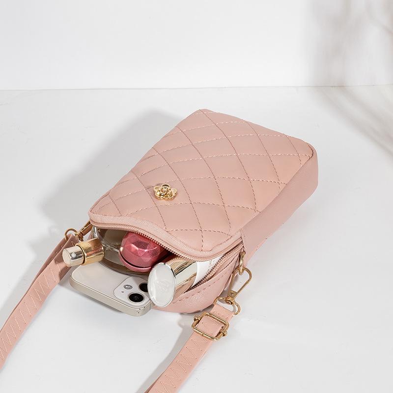 Trendy Embroidered Diamond Pattern Crossbody Phone Bag - 2022 Women's Style