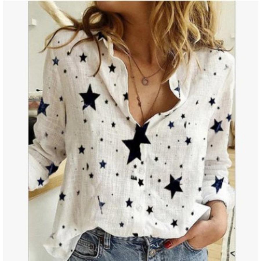 Polka Dot Printing Casual Long-sleeved Linen Shirt Women's Autumn and Winter New Women's Clothing