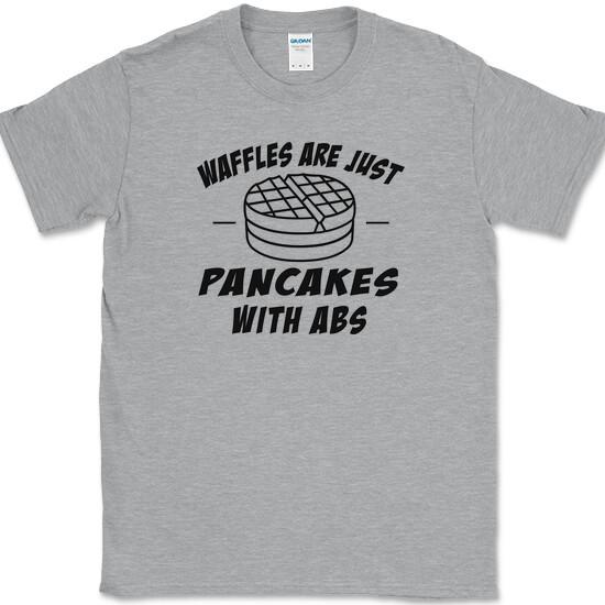 Waffles are Just Pancakes With Abs T-Shirt Funny Workout Fitness Tee S