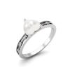 925 Sterling Silver 0.75 Cts Heart Shape Pearl Solitaire Flower Engraved Shank Wedding Women Ring