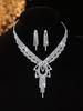 European Style Diamond-Inlaid Evening Necklace & Jewelry Set for Brides
