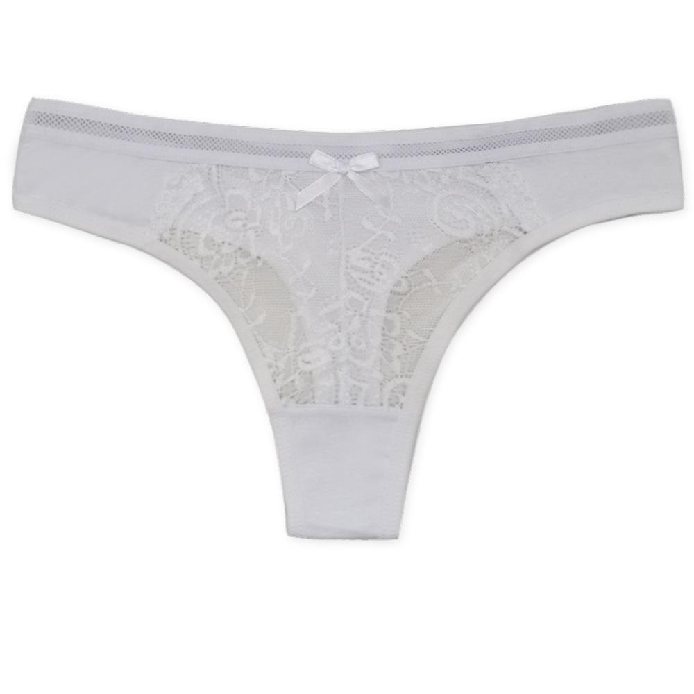 Sexy Women's Thong Transparent G-String Panties for Women Lace Underwear Solid Color Intimate Lingerie 6 Pcs/set