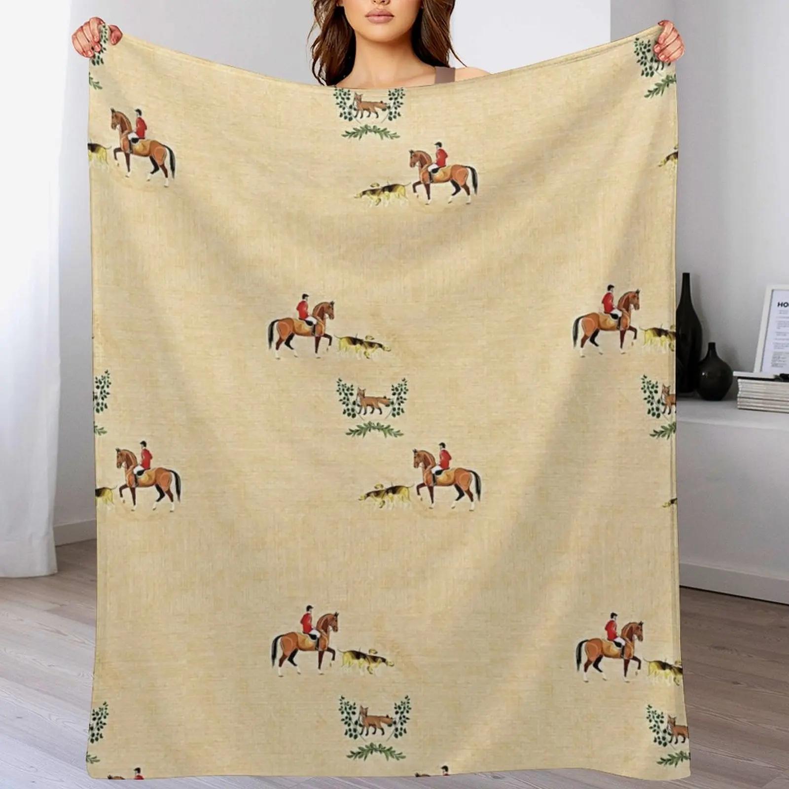 

English country foxhunt Throw Blanket Soft Home Decor Blanket for Couch Bedroom 102x76cm(40x30in)