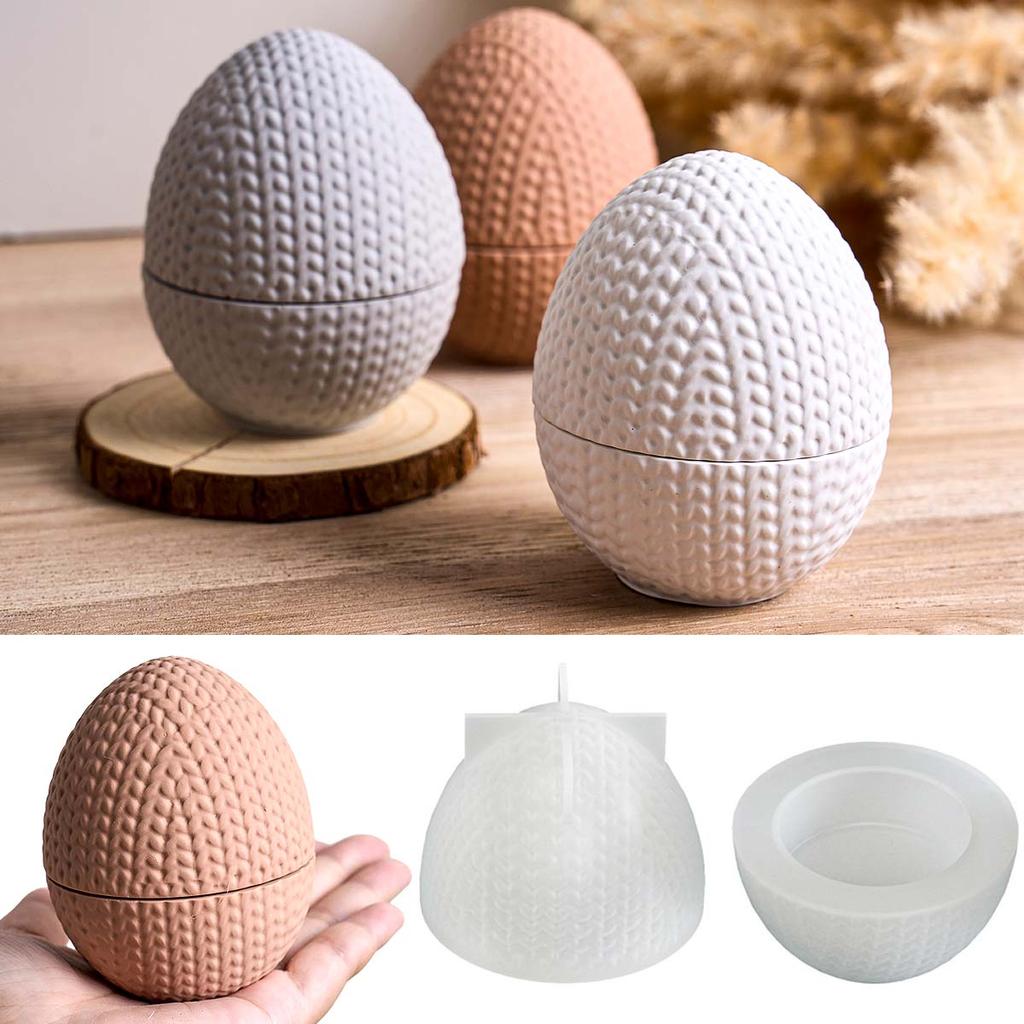 3D Knitting Yarn Egg Candle Jar Silicone Mold DIY Easter Ornaments Making Plaster Resin Storage Box Flowerpot Molds Craft Gifts