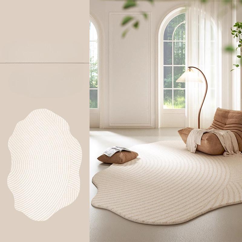 Crème Kleurige Vloerkleden voor Woonkamer Onregelmatige Vormen Slaapkamer Decoratie Zacht Tapijt Pluizig Pluche Nachtkastje Tapijt Wasbaar Bureau Vloermat 80x120cm beige