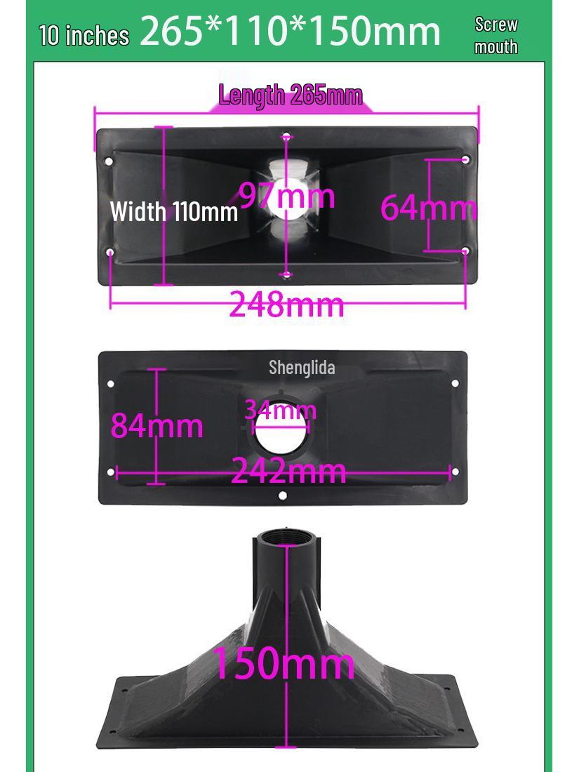 Rectangular Plastic Tweeter Horn Shell for 10.12.15.18 Inch Speakers with Pull Rod