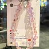 Artificial Crystal Beaded Phone Wrist Strap with Water Drop Hanging Chain Handmade Sparkling Jewelry Pendant for Women