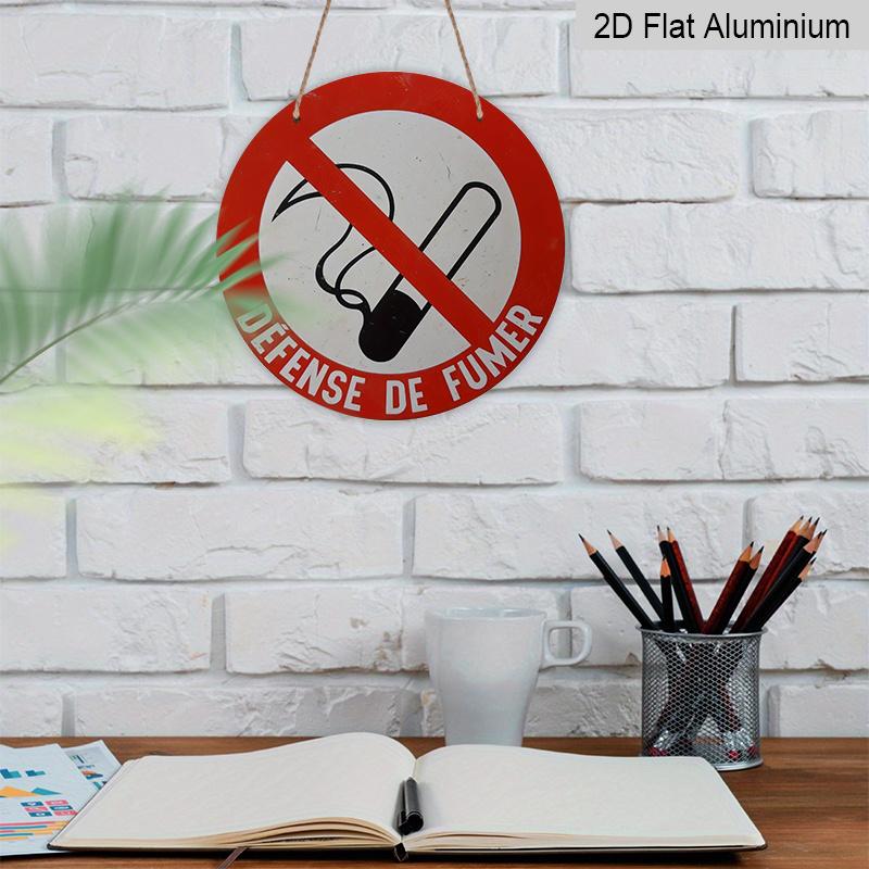 2D Flat, 1pc Round Aluminum Defense de Fumer No Smoking Sign, Red & White High Visibility Design, Waterproof & Durable, Easy to Install, Perfect for