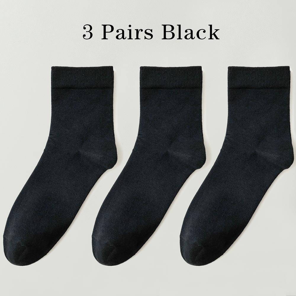 3 Pairs High Quality Casual Men's Business Socks Soft Breathable Cotton Socks Quick Drying Black White Long Sock