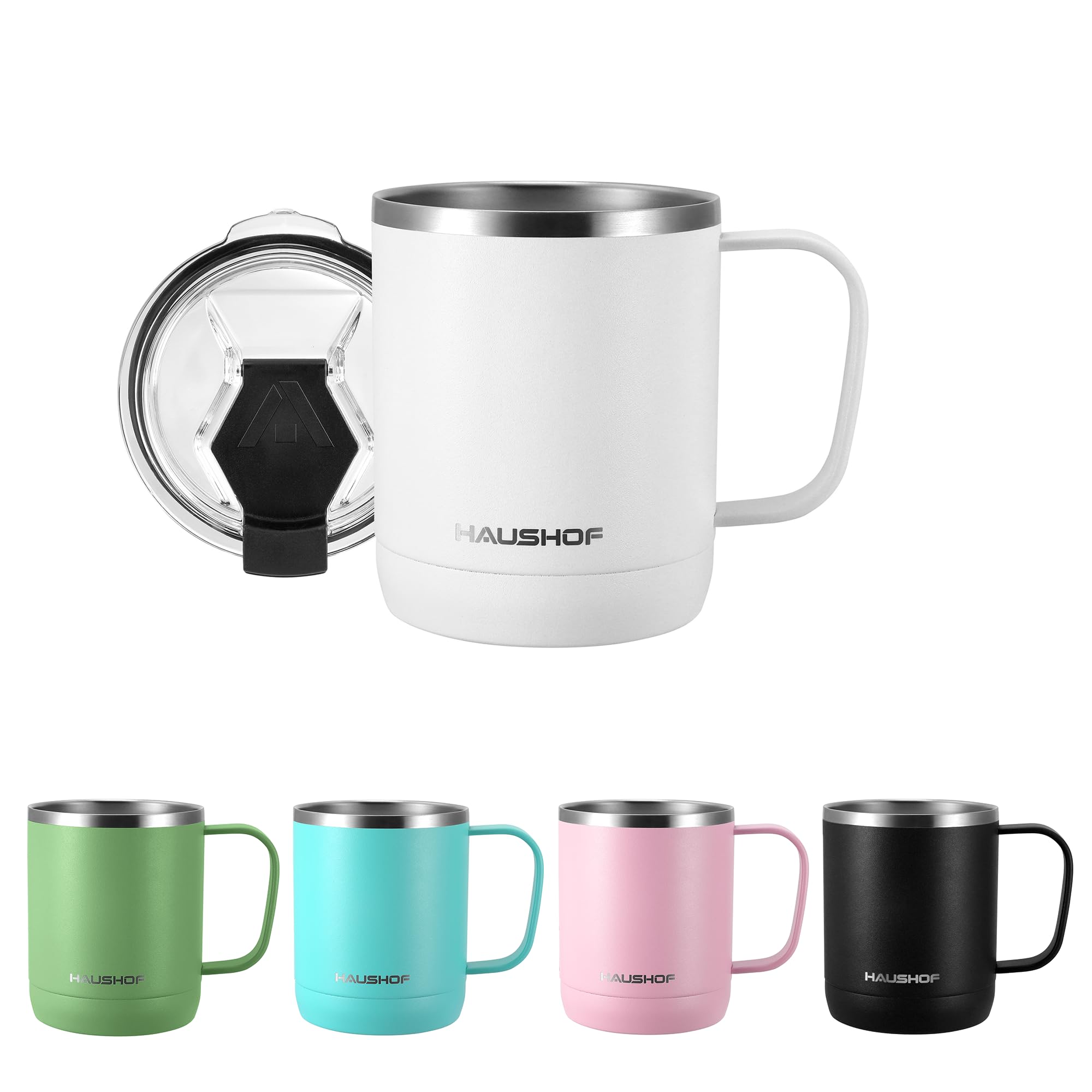 

HAUSHOF Stainless Steel Mug Vacuum Insulated Coffee Cup with Lid 300ml Cup Double Wall Portable Mug Tumbler Mug Bottle Convenience Store Mug Outdoor білий