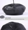 Women's Genuine Sheepskin Octagonal Beret - Korean-Style Celebrity Leather Hat for Autumn/Winter