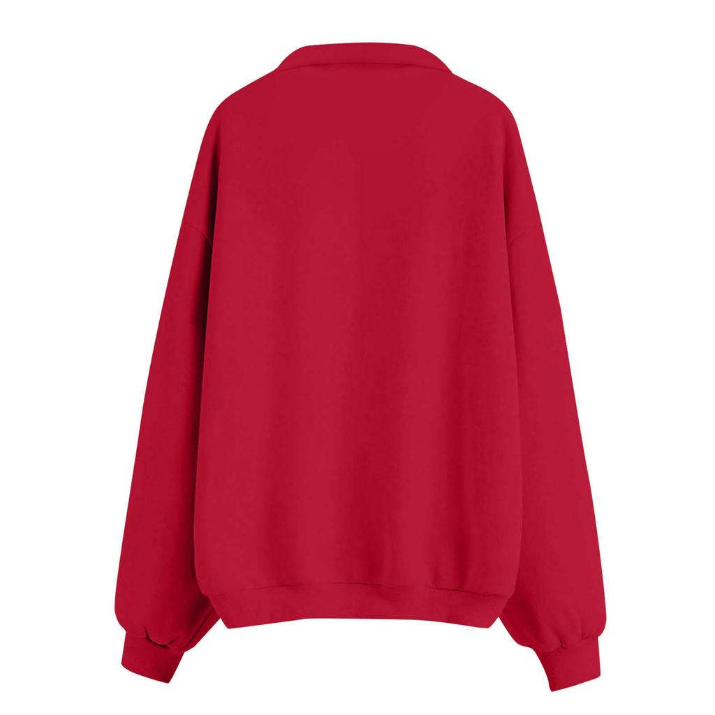 Women's Zip Up Drop Shoulder Long Sleeve Sweatshirt Top