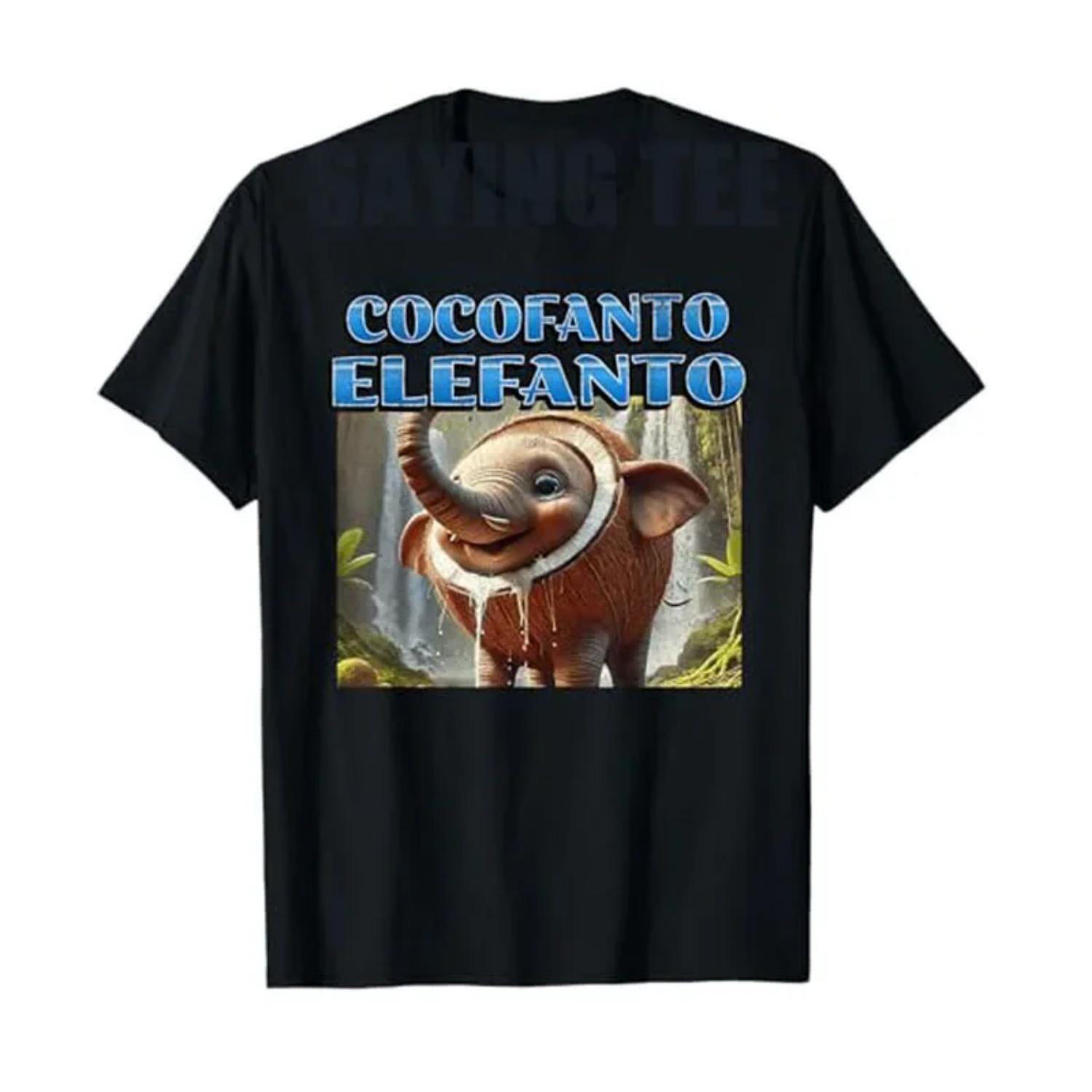 Cocofanto Elefanto Funny Italian Brainrot Womes Graphic T-Shirt Humor Bootleg Short Sleeve Blouses Cute Elephant Saying Tee Y2k S