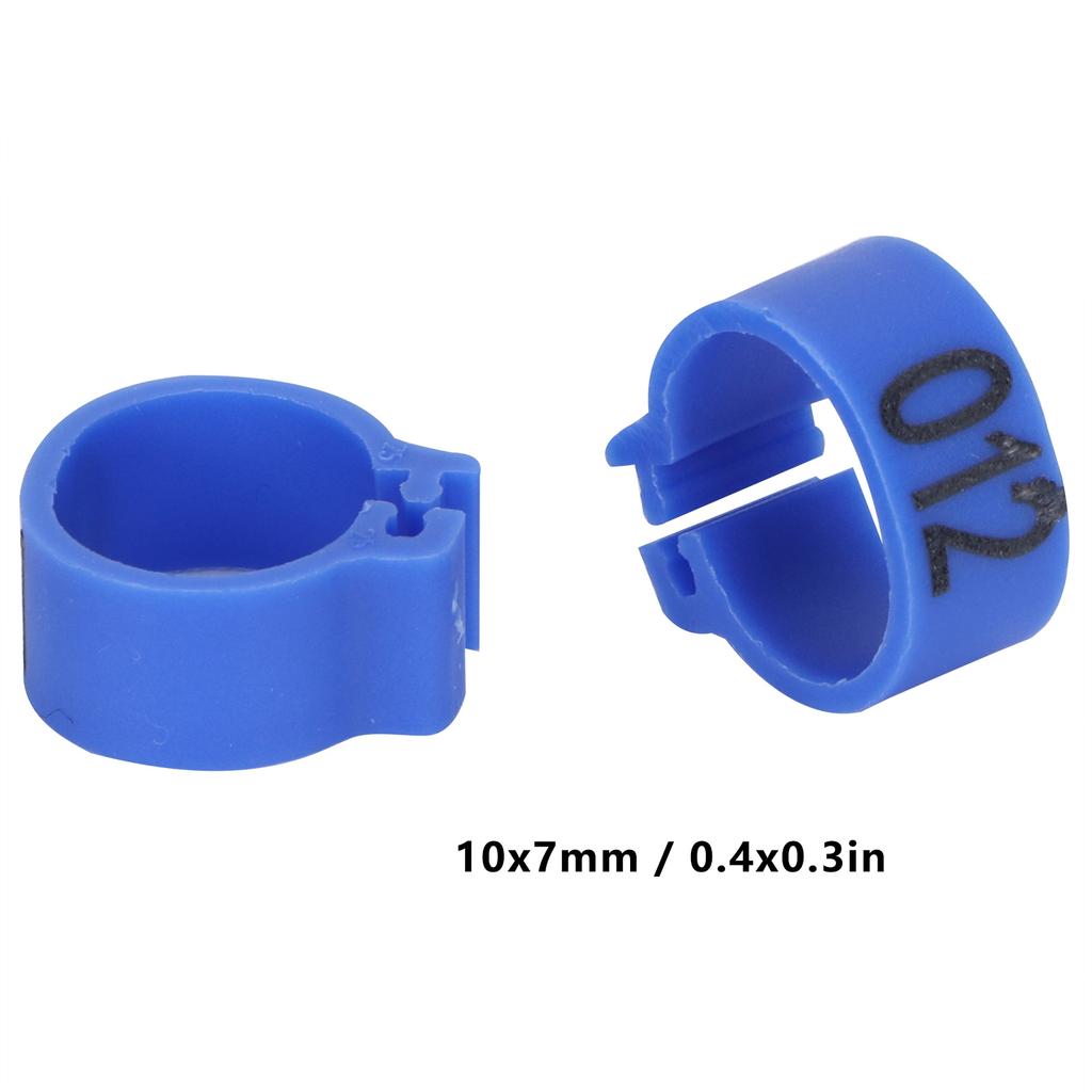 100 Pezzi Anelli per Zampe di Uccelli 10mm 001-100 Numerati Piccioni Clip di Identificazione Fornitura Avicola