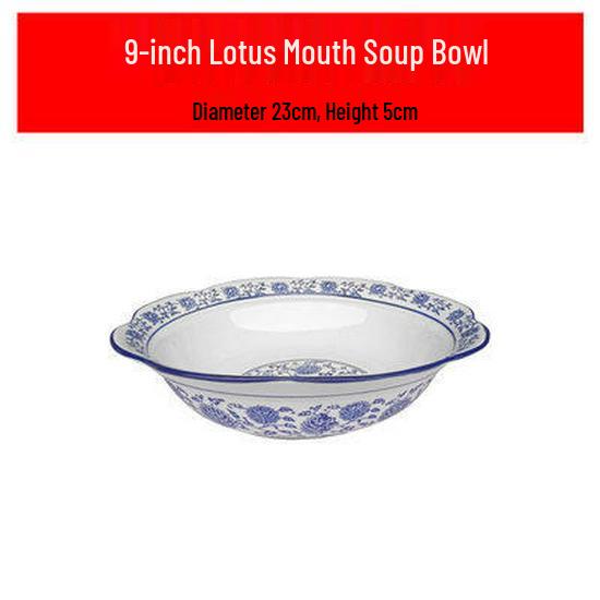 Retro Blue & White Lotus Soup Bowl - Large Ceramic Chinese-Style Bowl for Mao Xue Wang & Pickled Fish
